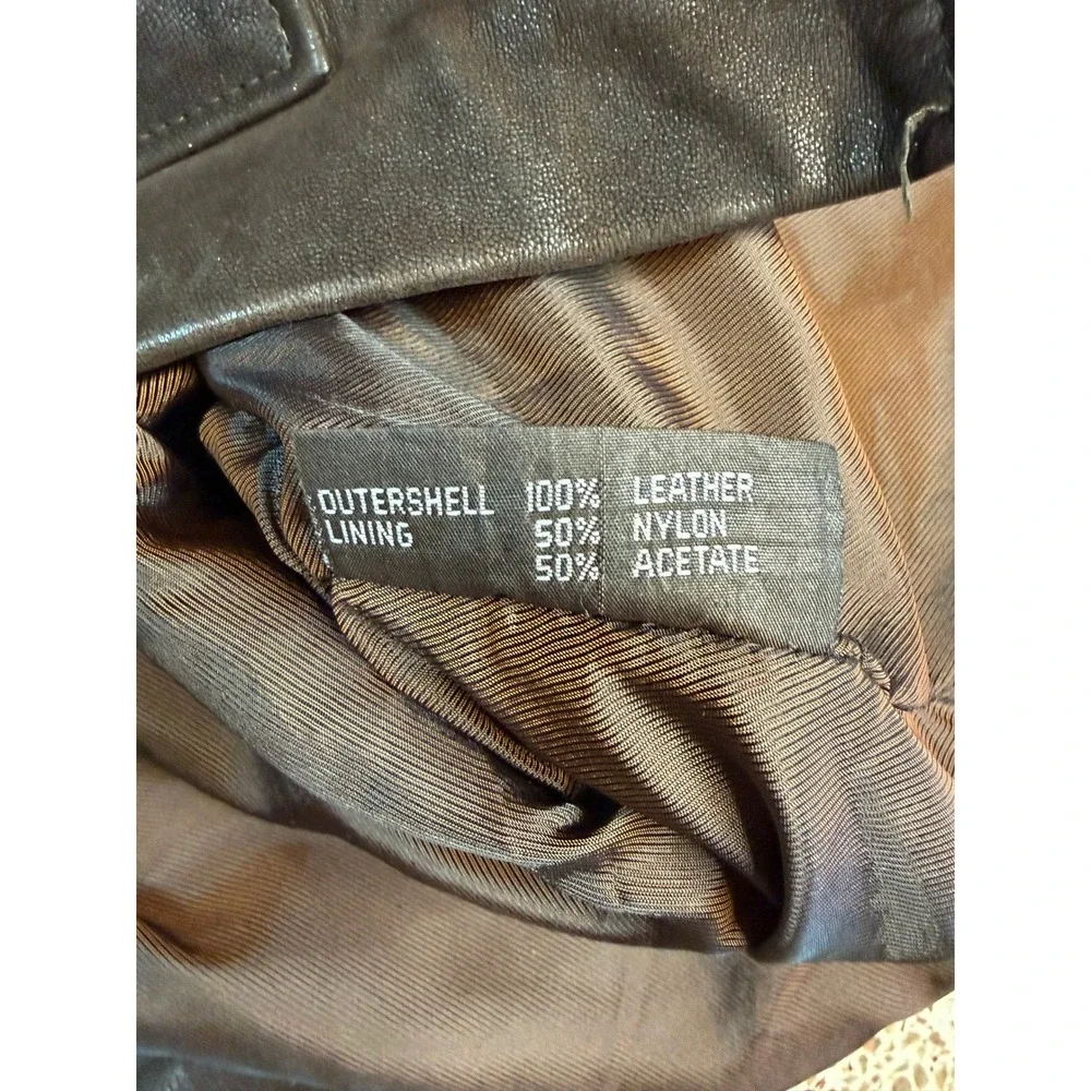 Oakwood Classic Mens Brown Leather Jacket Vintage Button Front Coat Large